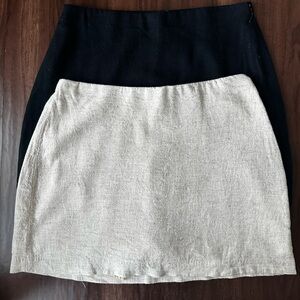 Abercrombie & Fitch Black and Cream Linen Mini Skort Set (1 Black NWT, 1 Cream)